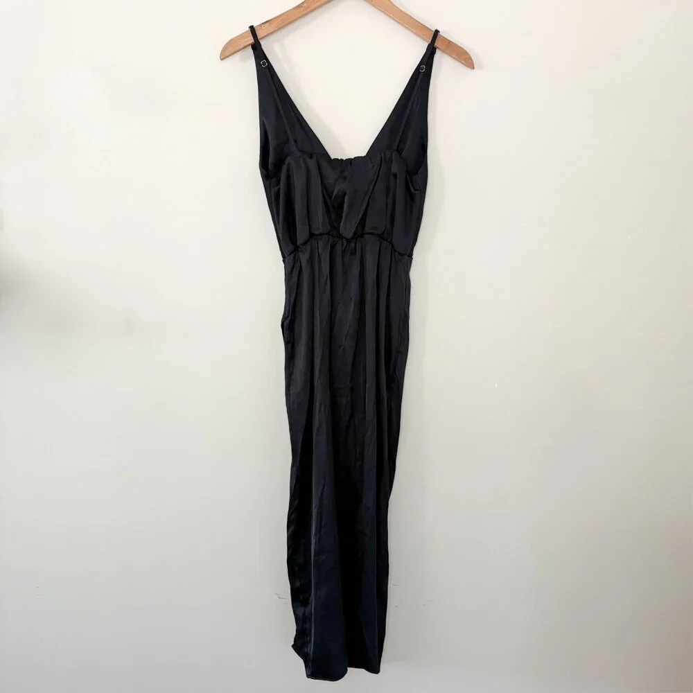 Abercrombie & Fitch Black Maxi Wrap Slip Dress